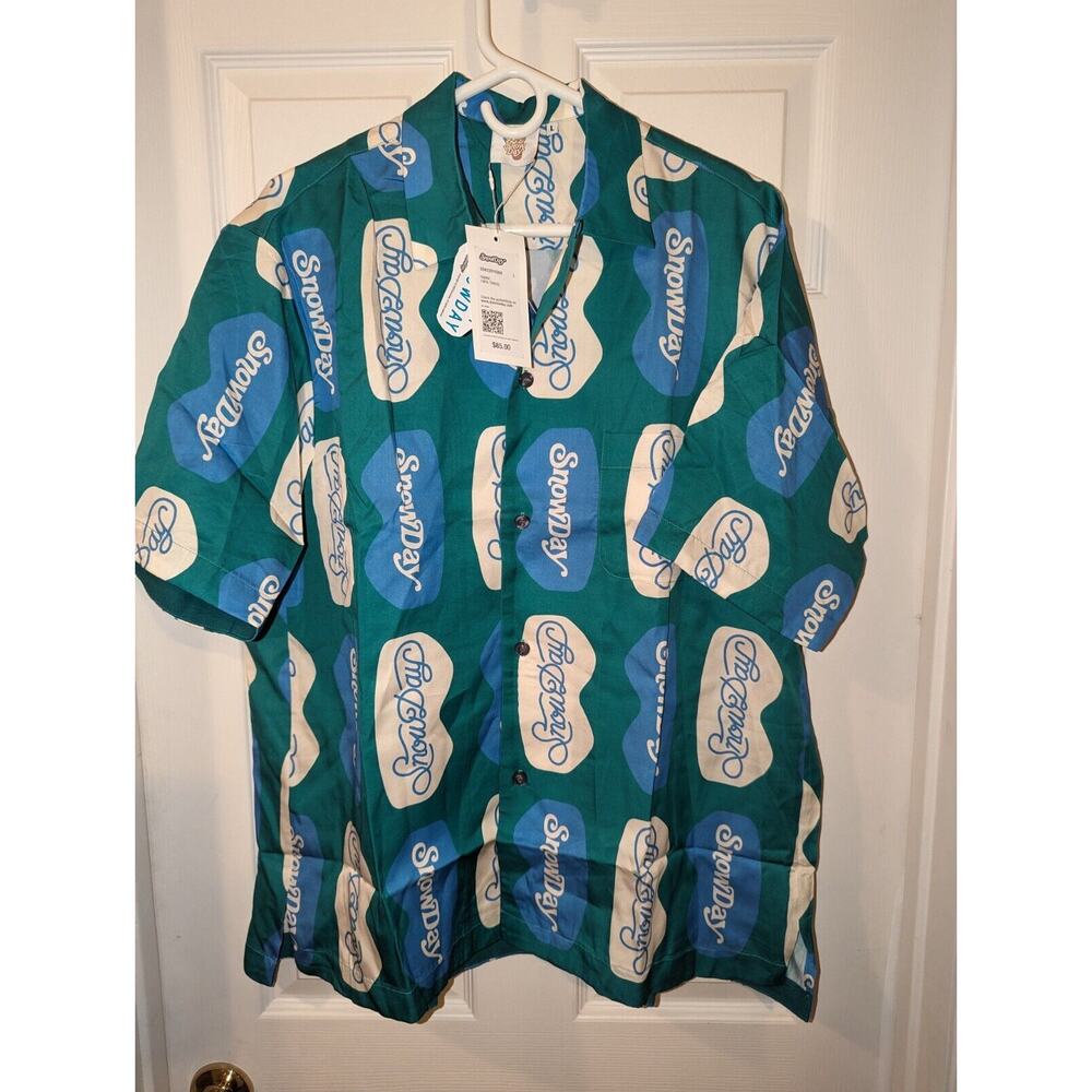 SnowDay Ski Goggle Shirt Short Sleeve Button Up Men's L